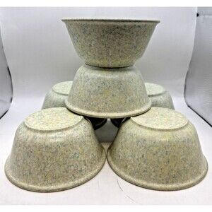 6 Vintage MCM Confetti Melamine Melmac  5 inch Plastic's INC St. Paul